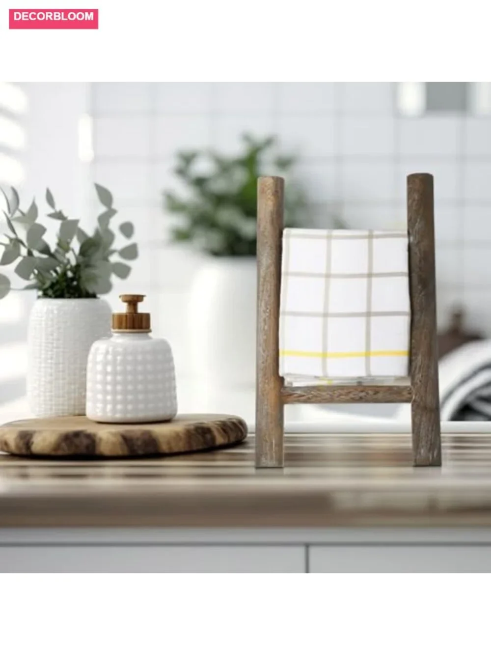 Rustic Farmhouse Wooden Tea Towel Ladder Set of 2 for Bathroom Kitchen